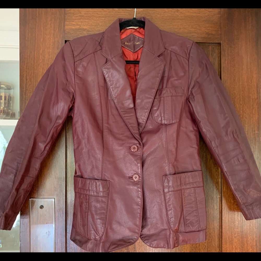 Vintage Sears burgundy leather blazer